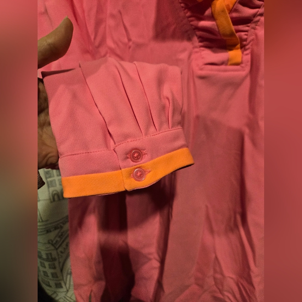 EUC Women's Crown & Ivy Pink And Orange Long Sleeve Blouse Size XL - Picture 2 of 10